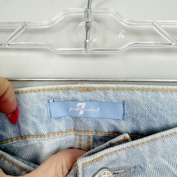 7 FOR ALL MANKIND | Rainbow Fringe Light Wash Denim Skirt Women’s Size 29 (8) - Picture 8 of 13